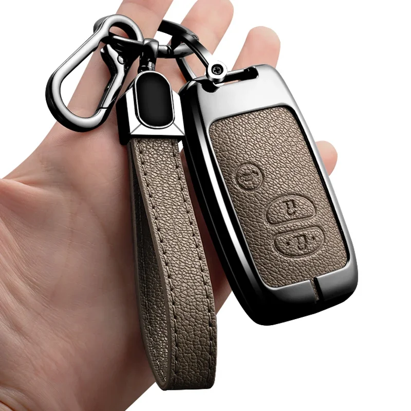 Auto-Schlüsselhülle aus Zinklegierung und Leder mit Kette für Toyota Prius 30 Alpha Aqua Land Cruiser Auris für Lexus LC 200 Schlüsseltasche – Detail 3