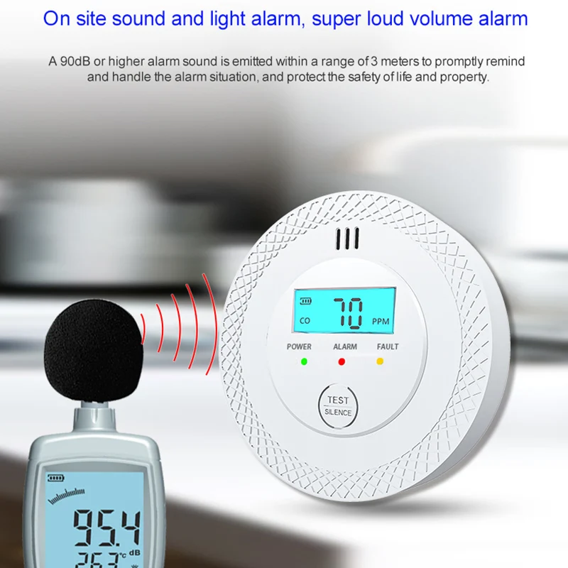 ELeopard Independent CO Alarm Sensor Carbon Monoxide Alarm Detector High Sensitive Warning LCD Display CO Alarm With UL2034