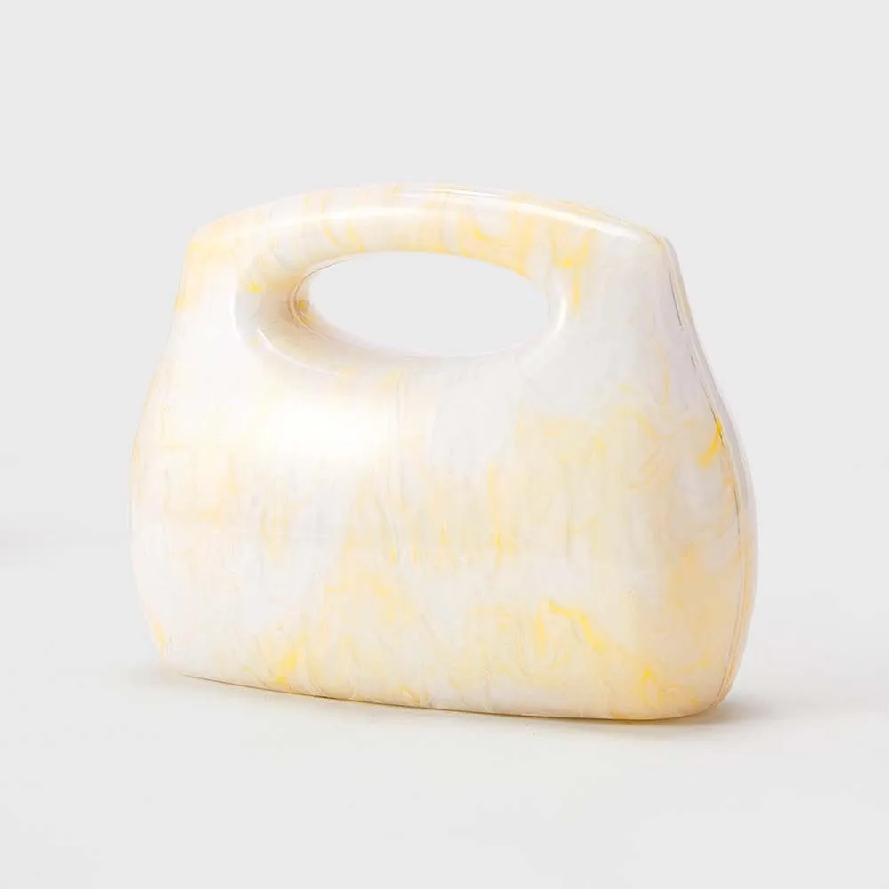 

Women Yellow White Marble Luxury Brand Acrylic Box Totes Handbags Evening Clutch Purses Crossbody Bags Wedding Party Beach Bags