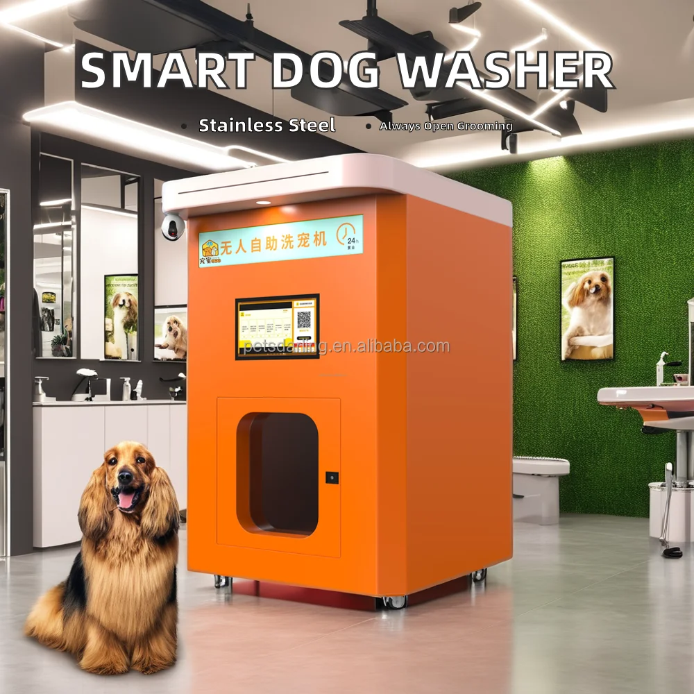 Customized Automatic Stainless Steel Pet Bath Machine Self-Service Self-Cleaning Dog Washing Grooming Products LED Easy Use Set