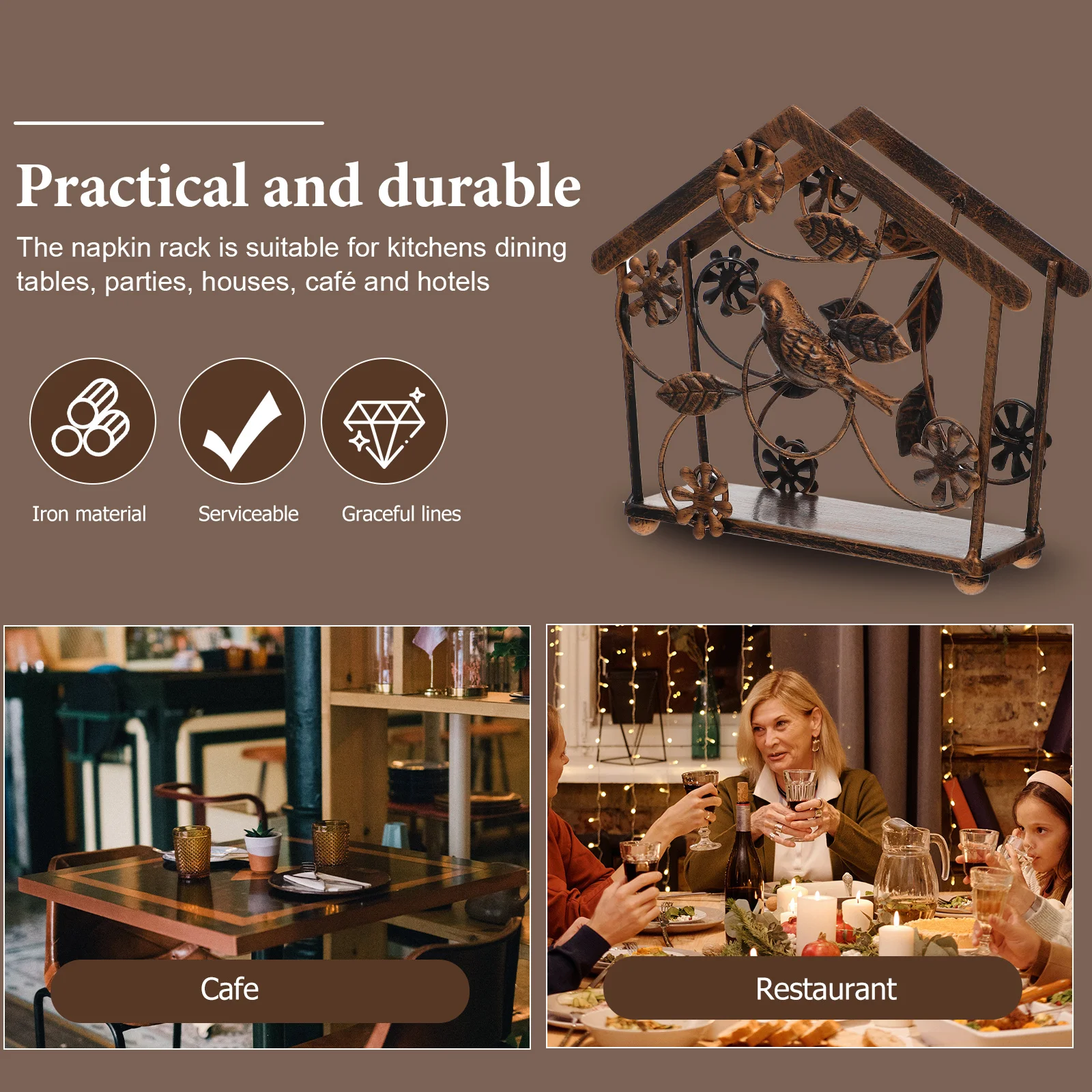 

Creative Retro Napkin Holder Iron Tissue Rack Home Hotel Cafe Tabletop Storage Stylish Design Napkin Holder Hotel Tissue Rack