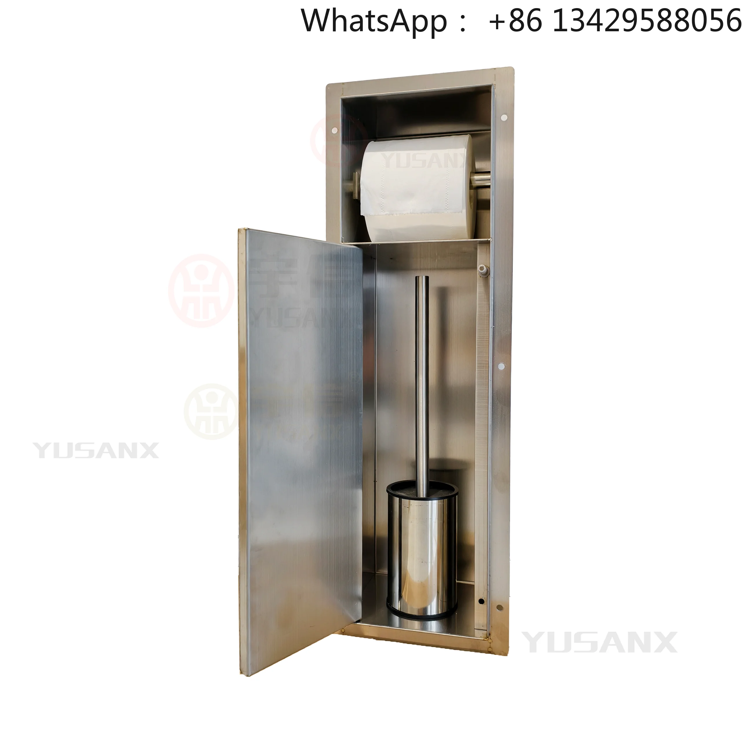 Invisible Storage Bathroom Hidden Toilet Brush and Paper Tissue Box Steel Roll Holder for Hotel Use Recessed Niche Design