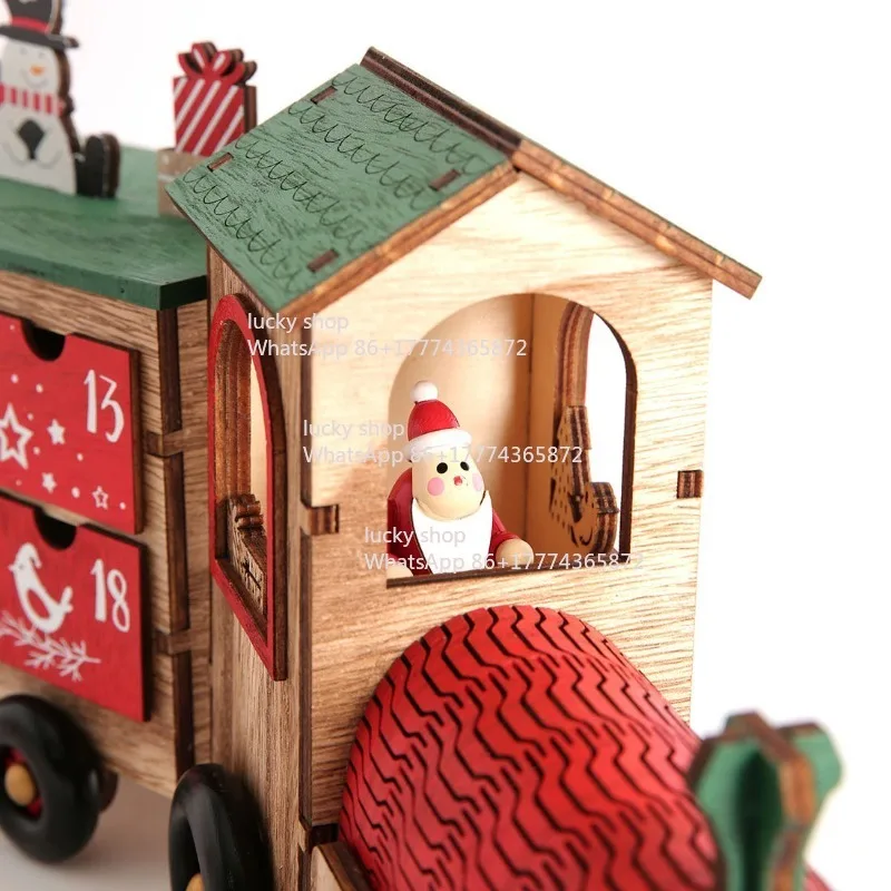 Train Wheel Christmas Countdown Calendar Movable Candy Box Decorative Gift 60cm