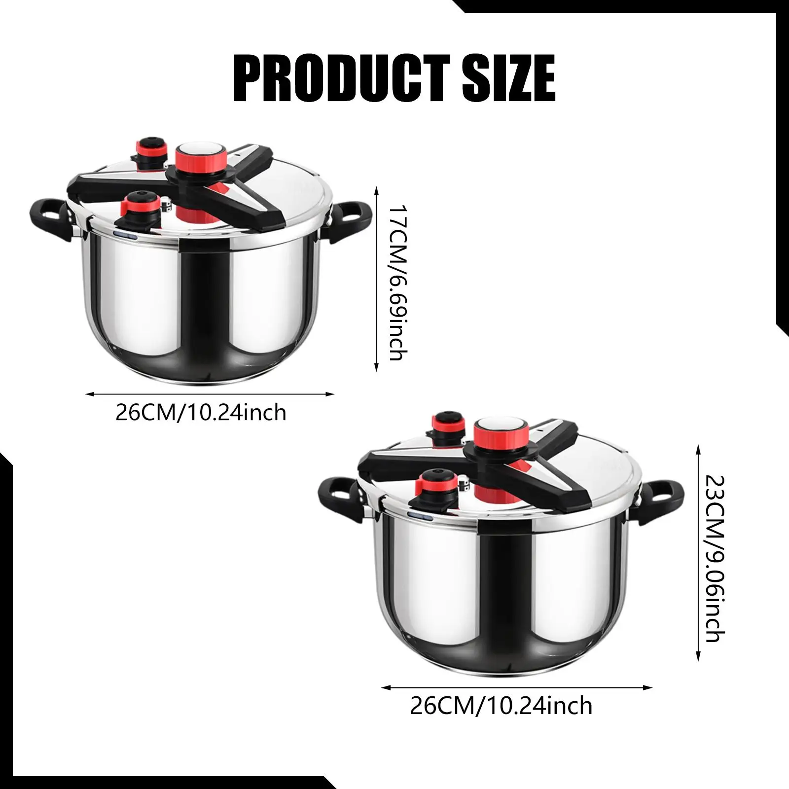 Large Capacity Pressure Cooker 316 Stainless Steel Nonstick Pot with Secure Knob for Kitchen Cooking
