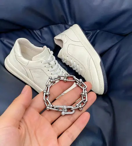 TIF Pulsera clásica minimalista con hebilla de cadena personalizada de plata de ley 925, accesorios para zapatos de estilo unisex