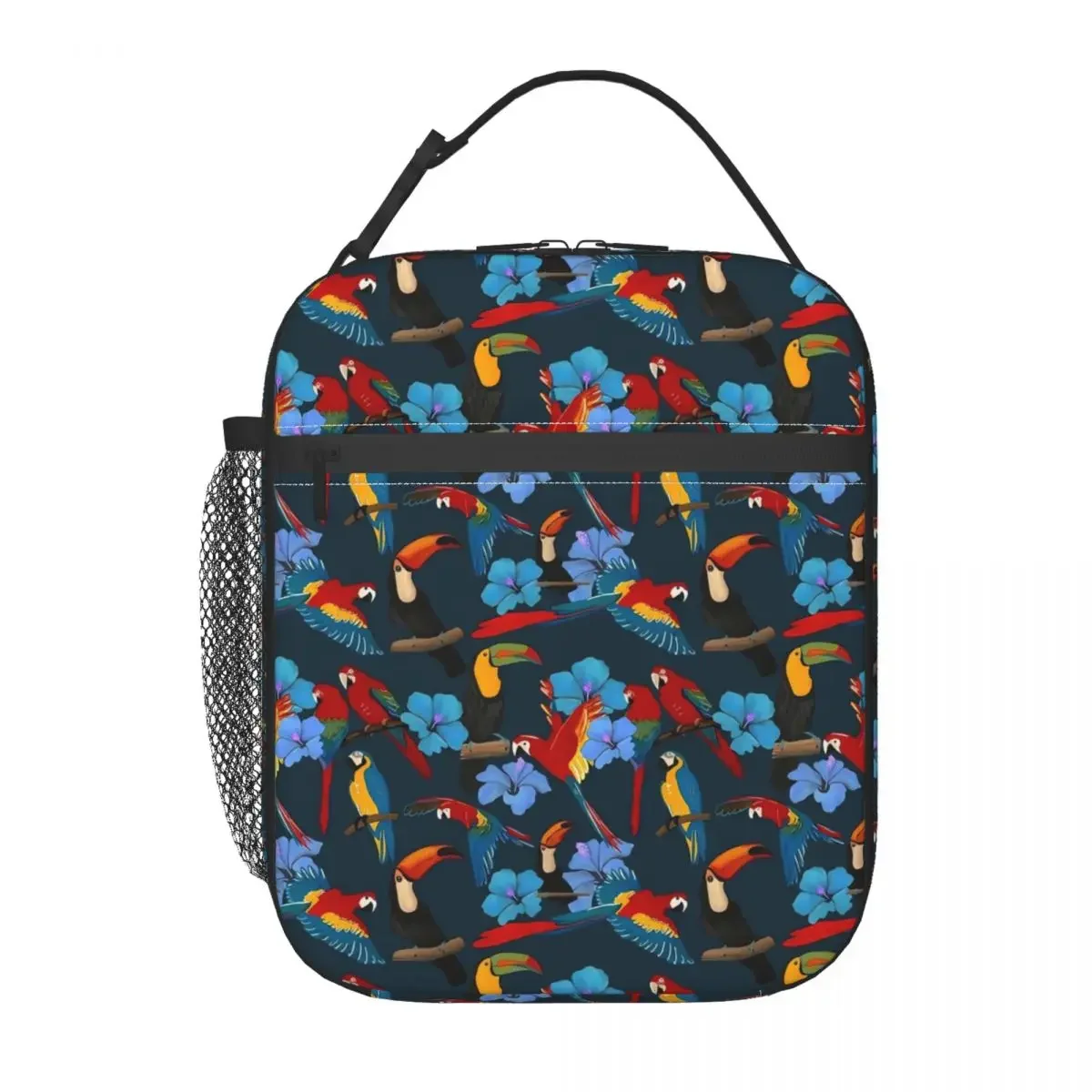 

Lunch Bag Birds Flower Insulated Lunch Box For Women Tropical Toucans And Parrots Outdoor Picnic Cooler Bag Thermal Lunch Bags