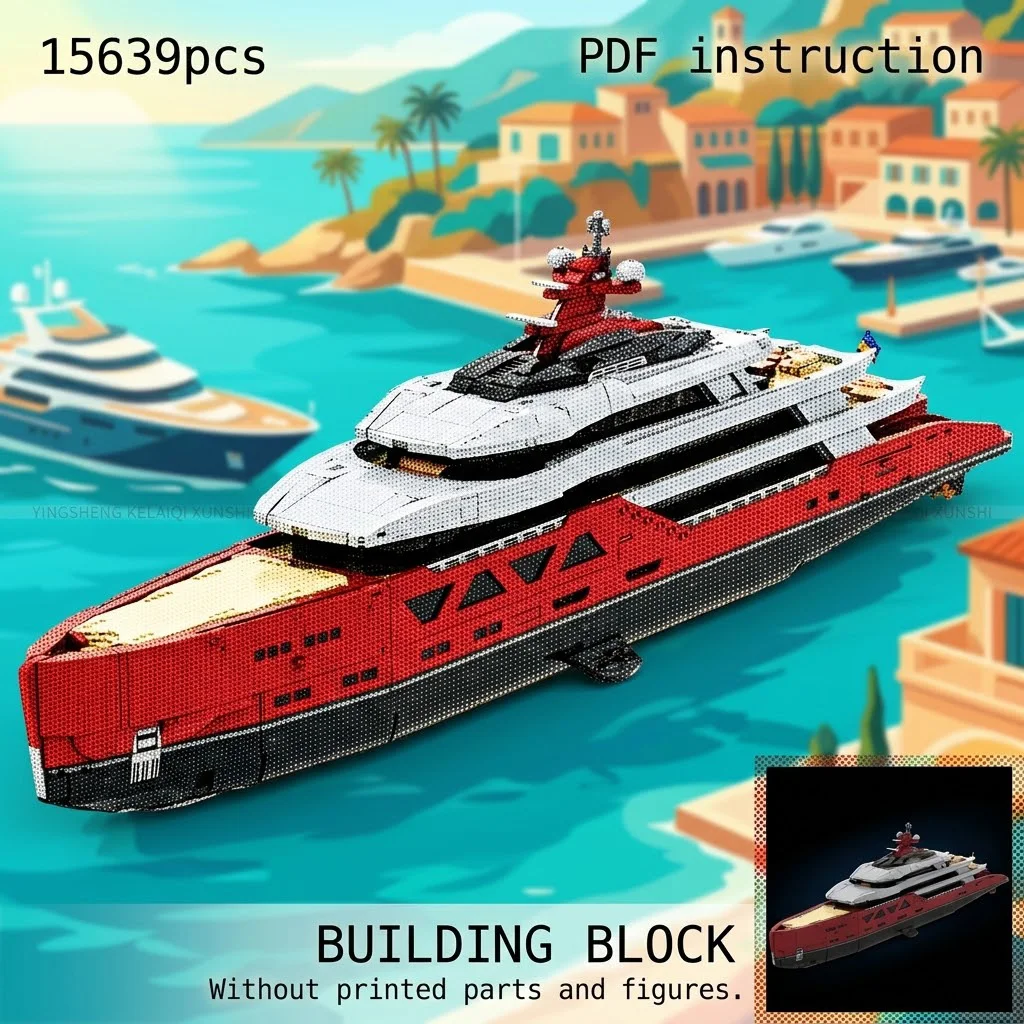 

Luxury Expedition Multi Deck Ocean Vessel Superyacht Stylized Cruise Ship MOC Block Model For 254412 MOC
