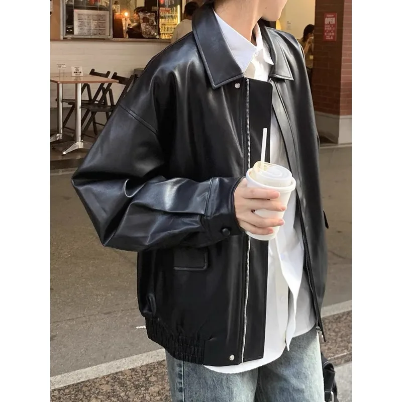 Autumn new PU Jacket Women\'s High Street Oversize Faux Leather Moto Biker Jacket Y2k Korean Bf Punk Fashion Casual Outerwear