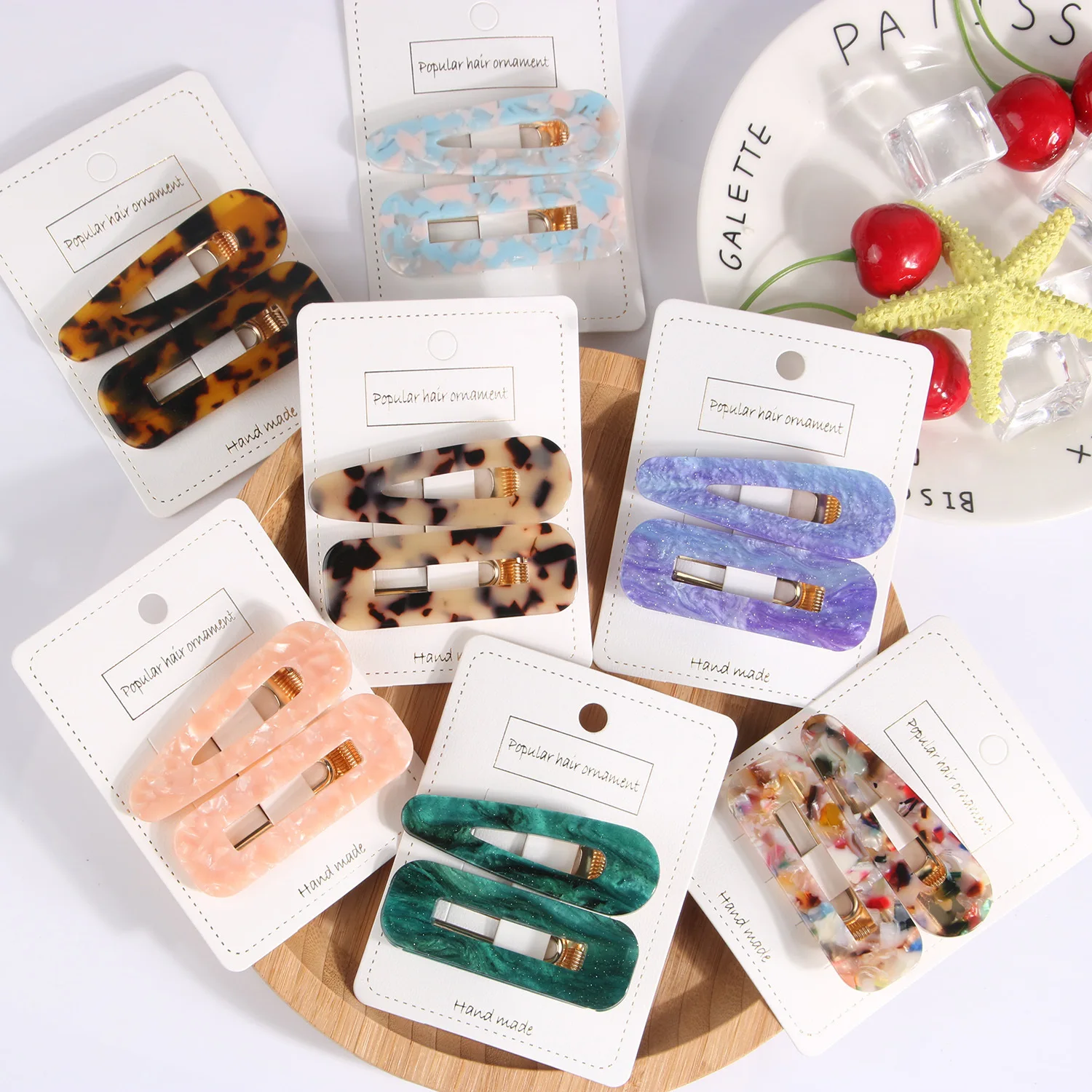 

Style Acetate BB Clip Water Drop Sweet All-Matching Barrettes Female Side Forehead Bangs Shredded Internet Celebrity Same Style