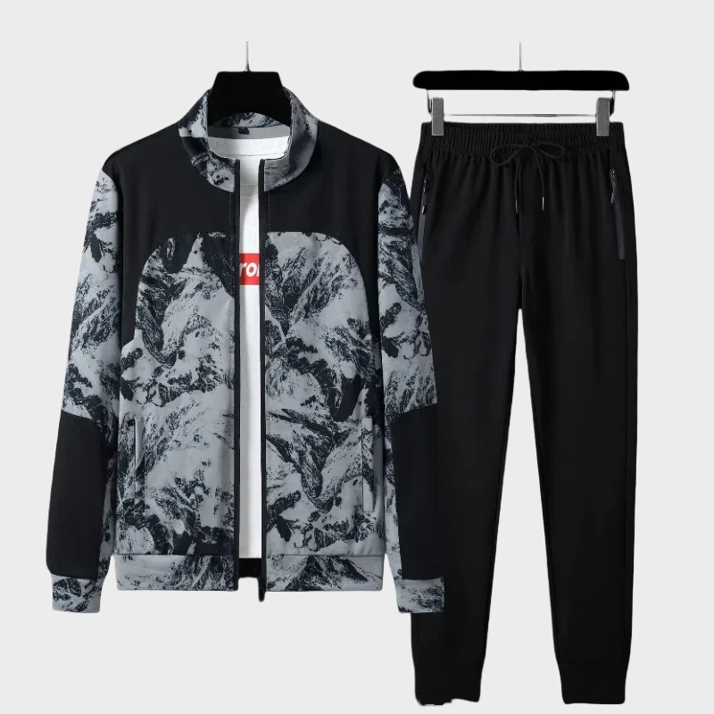 

7XL Large Size Spring And Autumn Two-Piece Youth Sports Suit Men's Casual Loose Sportswear