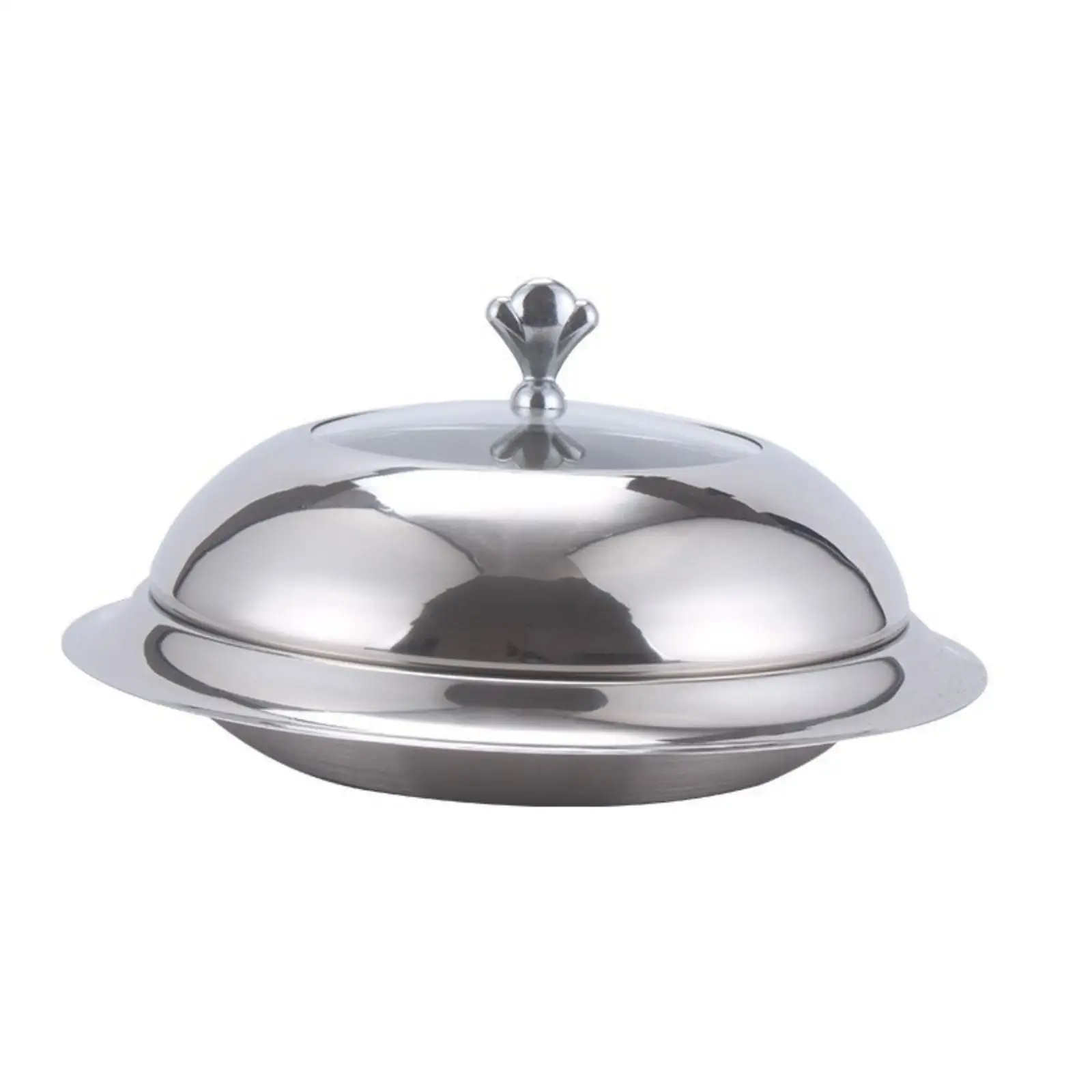 Stainless Steel Cloche Decorative Knob Saucer Base Cover Polished