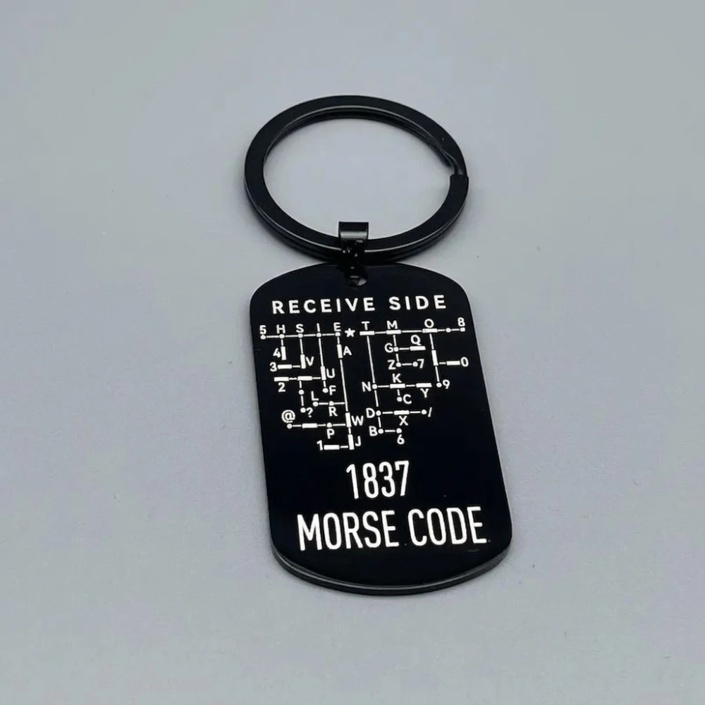 American Style Stainless Steel Keychain Morse Code Minimalist Key Holder Durable Metal Gift Pendant For Handbag Purse