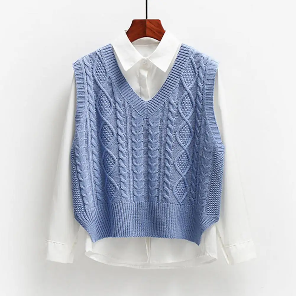 Stylish Sweater Vest Clear Pattern Warm Sweater Vest Top Leisure Outwear  Breathable Women Vest for School