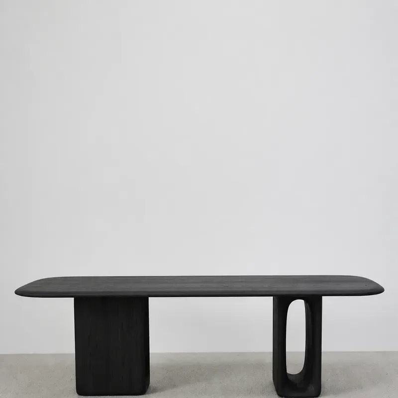 Modern Simple Wabi Style Solid Wood Dining Table Nordic Black Home Living Room Advanced Creative Design