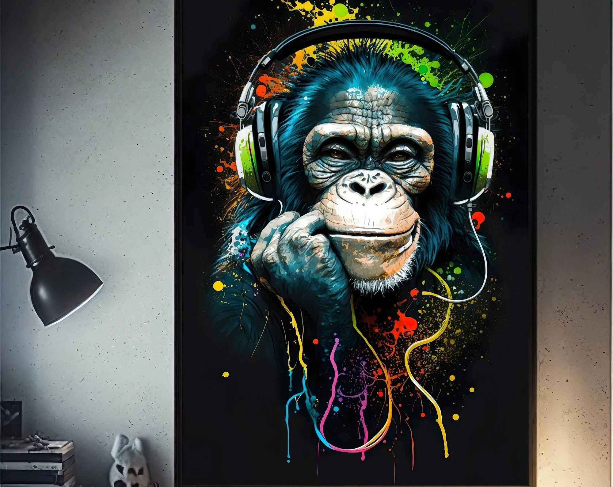 80s Retro Funny Monkey Player Gamepad Picture For Gaming Room Living Canvas Painting Print Wall Art Home Decor Aesthetics Poster