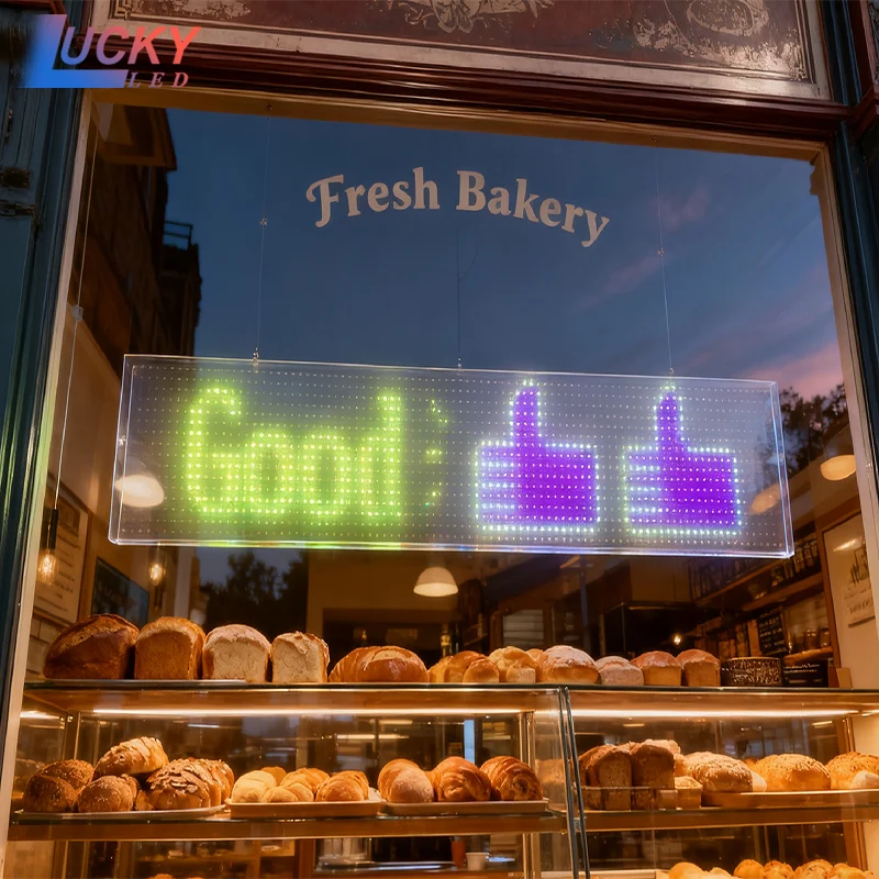APP AI Voice Control LED Display Glass Transparent LED Film Display Transparent Panels Led Strip Screen