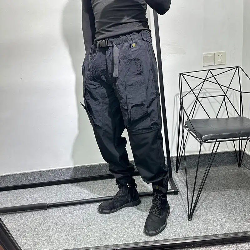 Avant-Garde Design  Loose Multi-Pocket Ankle Banded Pants Pu Handsome High-Grade Versatile Retro Outdoor Casual Fashion