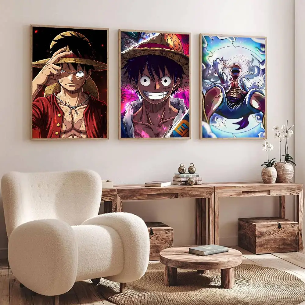 Anime O-One Piece Luffy Posters Fancy Wall Sticker for Living Room Bar Decoration Wall Decor