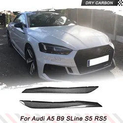 Dry Carbon Fiber Car Front Headlight Eyebrows For Audi A5 S5 RS5 2017 2018 B9 Prepreg Carbon Sticker Decoration Trim