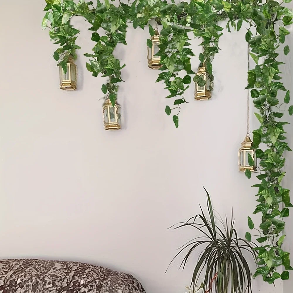 12 teile/paket Künstliche Liana Rebe Wand Hängen Gefälschte Pflanzen Ivy String Blätter Dekoration Hause Outdoor Garten Hochzeit Party Dekore – Detail 1