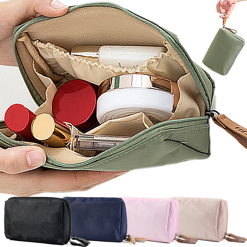 Bolsa de maquillaje portátil para mujer, bolsas de almacenamiento de brochas de base líquida japonesas simples, estuches de lavado de viaje impermeables y a prueba de polvo