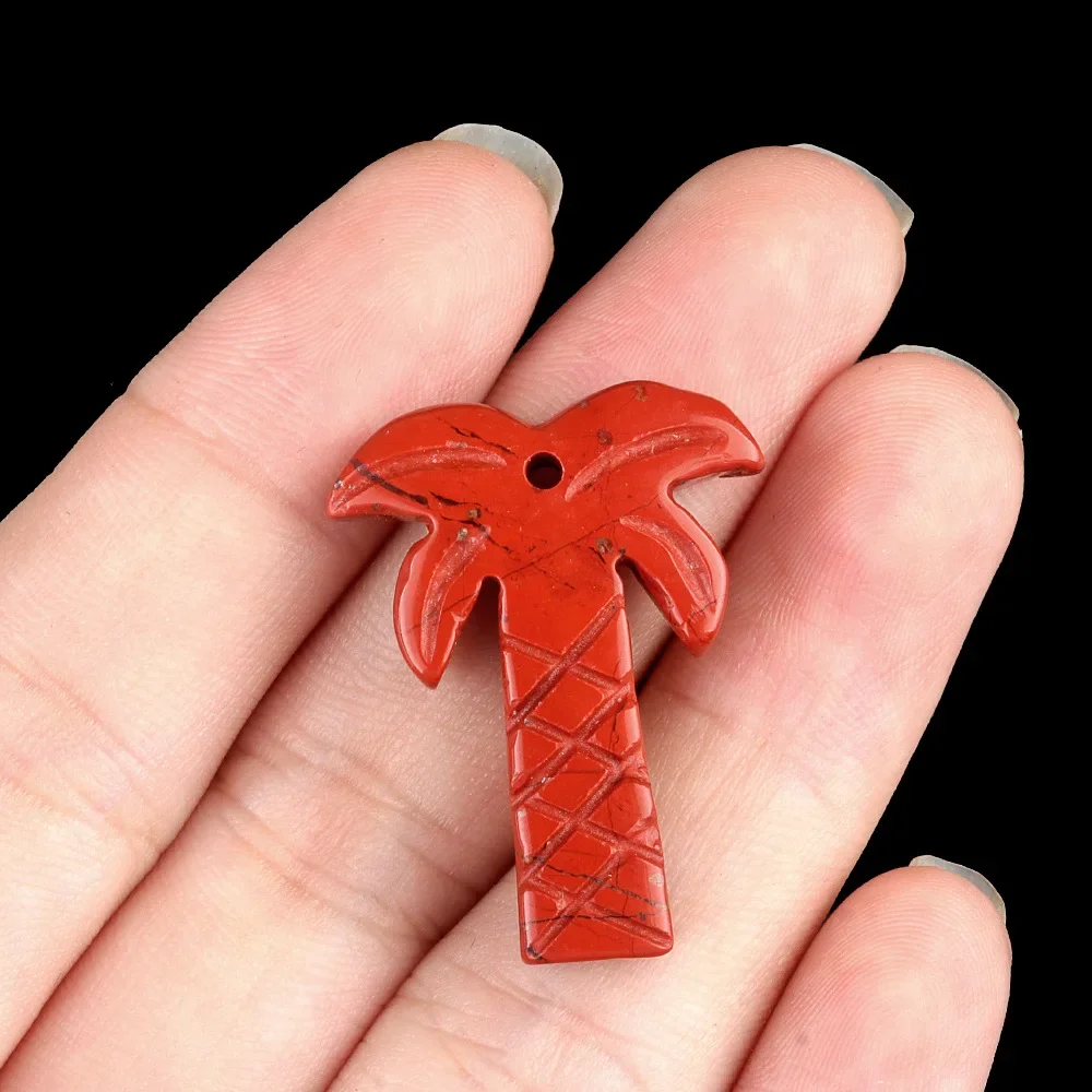 1PC Natuursteen Agaat Gesneden Kokospalm Standbeeld Palmbomen Reiki Healing Kristallen Ornament Home Decor DIY Hanger Accessoires