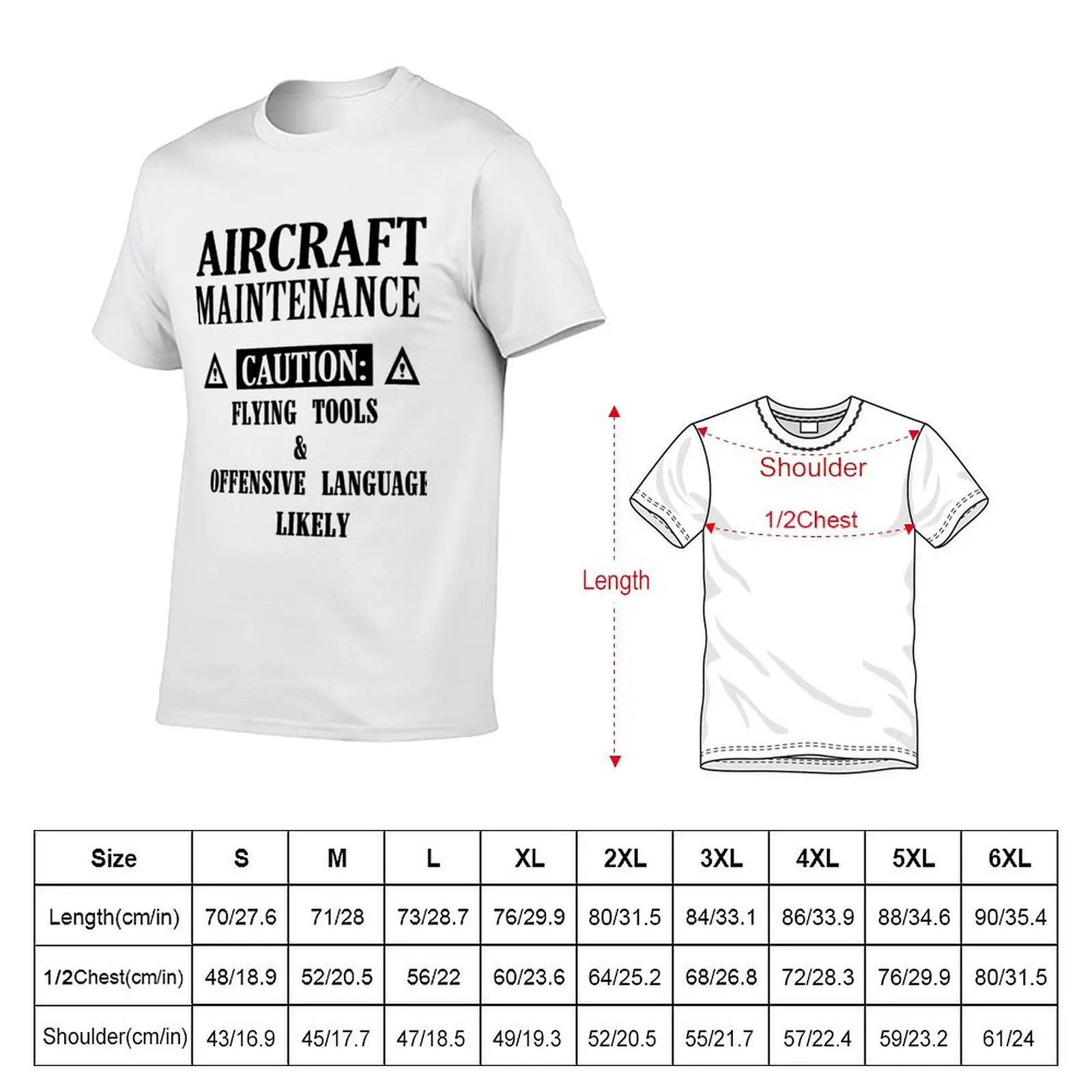Aircraft Maintenance Caution Flying Tools Offensive Language L T-Shirt Stylish Print Short Sleeve Tee