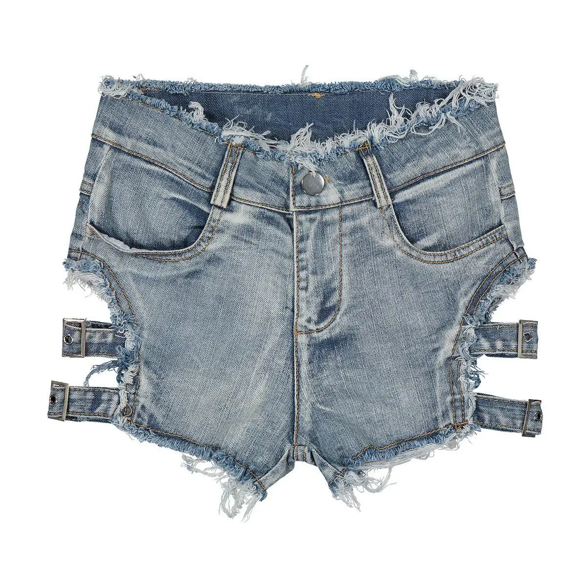 648# Sexy High Waist Denim Shorts Hollow Out Ripped Jeans Slim Fit Clubwear Nightclub Streetwear - view 5