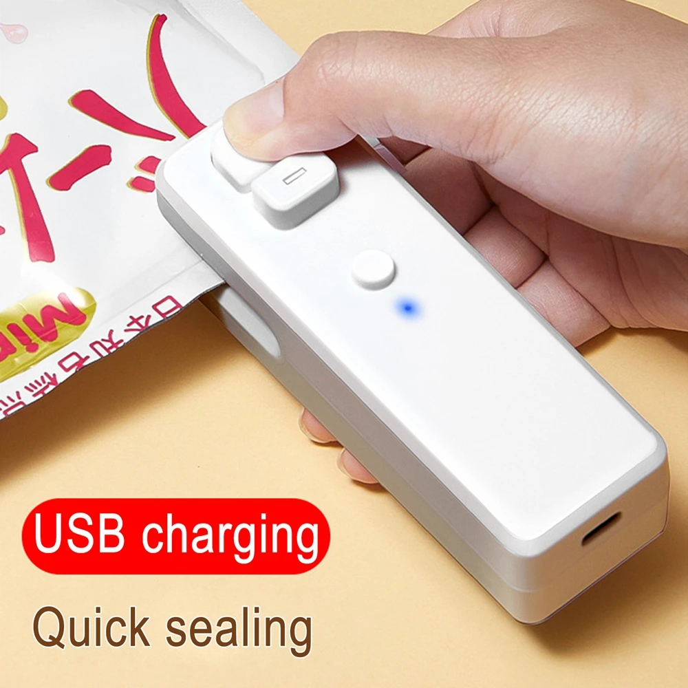 2 IN 1 USB Chargable Mini Bag Sealer Heat Sealers With Cutter Knife Rechargeable Portable Magnetic Sealer For Food Snack Storage