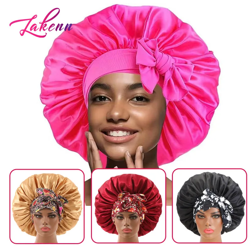 Topi Sutra untuk Tidur Topi Rambut Satin Topi Dapat Disesuaikan Topi Tidur untuk Wanita Anak Perempuan Topi Malam untuk Rambut Keriting Alami