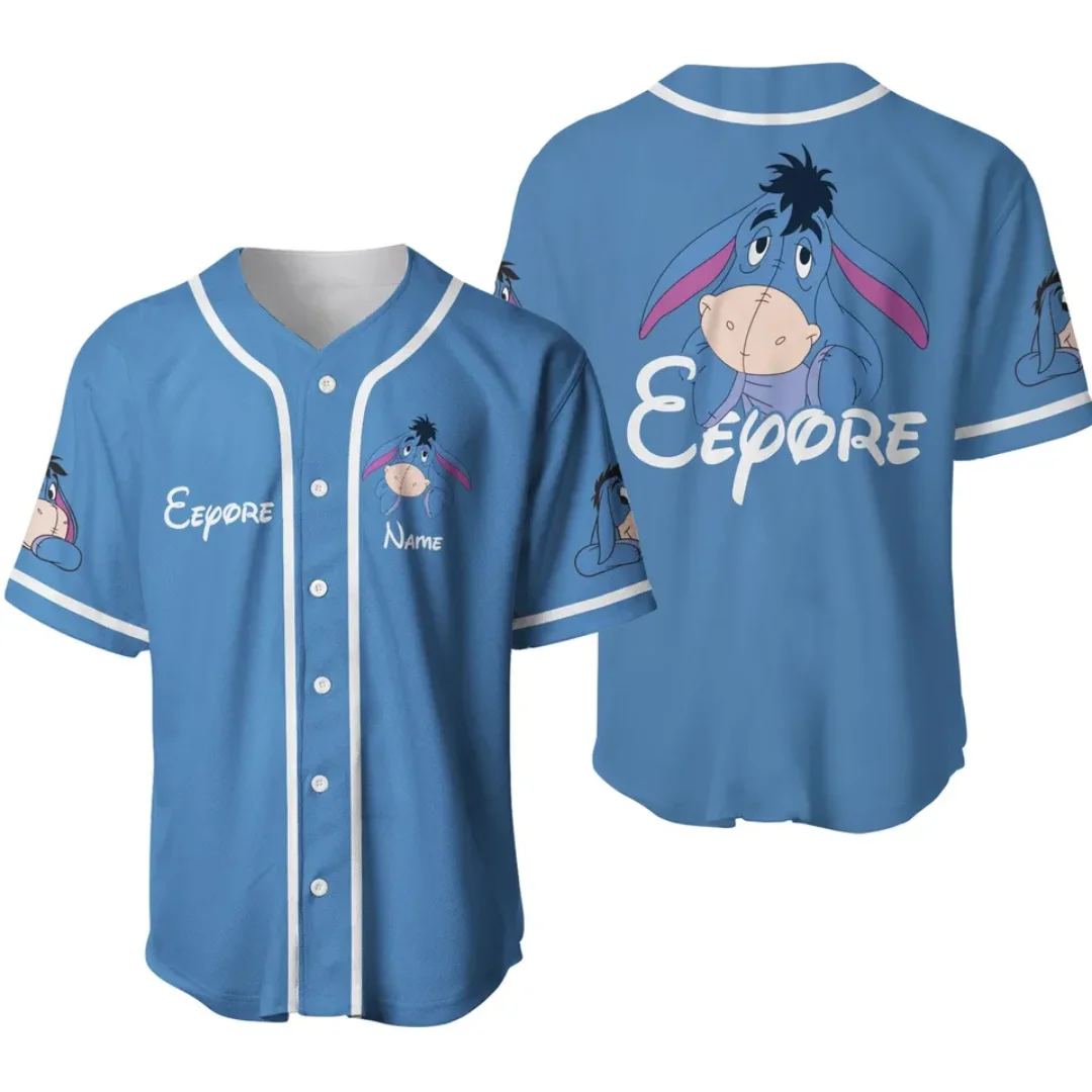 Eeyore Donkey Winnie Pooh Blue Black Jersey | Disney Custom Baseball Jersey