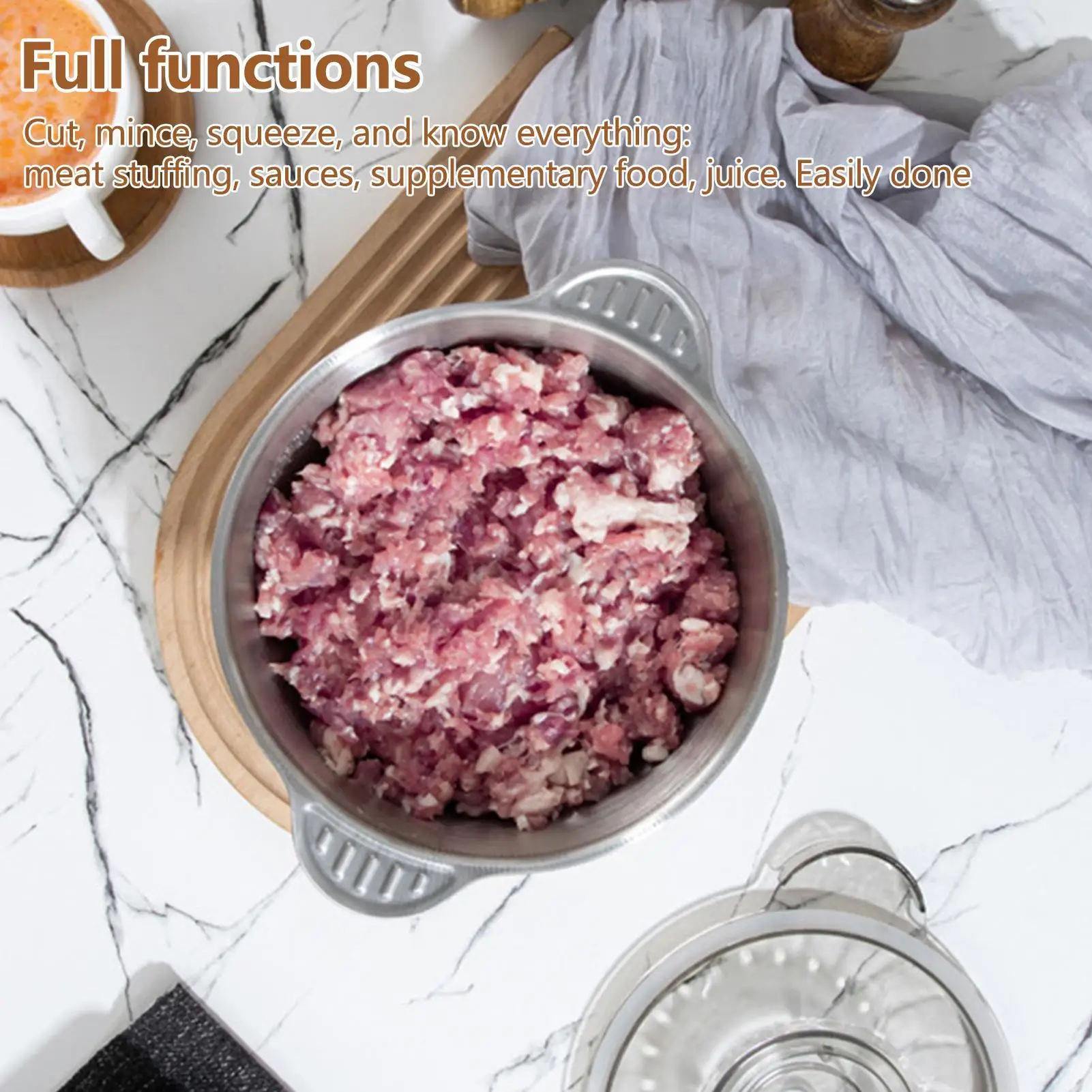 

Meat Grinder Electric Food Chopper 2L Stainless Steel Compact Multifunctional Food Processor For Onion Chopping Meal Prep