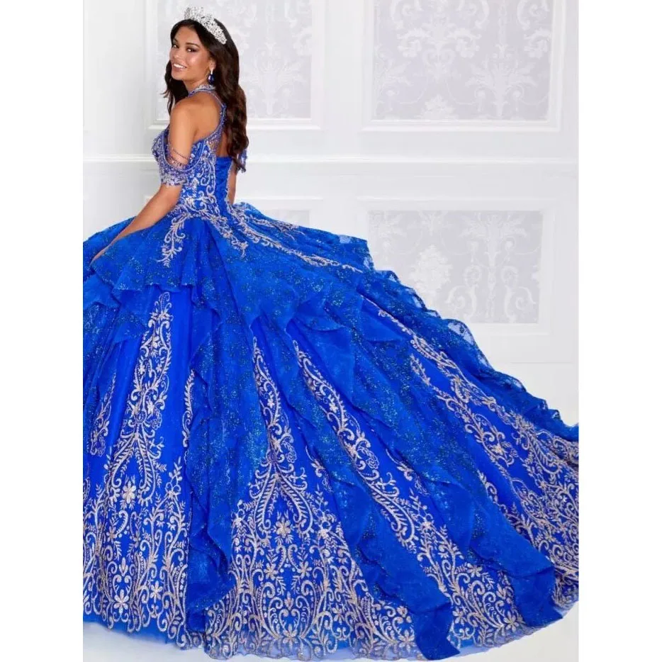 Vestido de quinceañera Azul Real, vestidos de baile de tul 2022, apliques para ocasiones especiales, lentejuelas hasta el suelo, dulce 15 16 vestidos personalizados