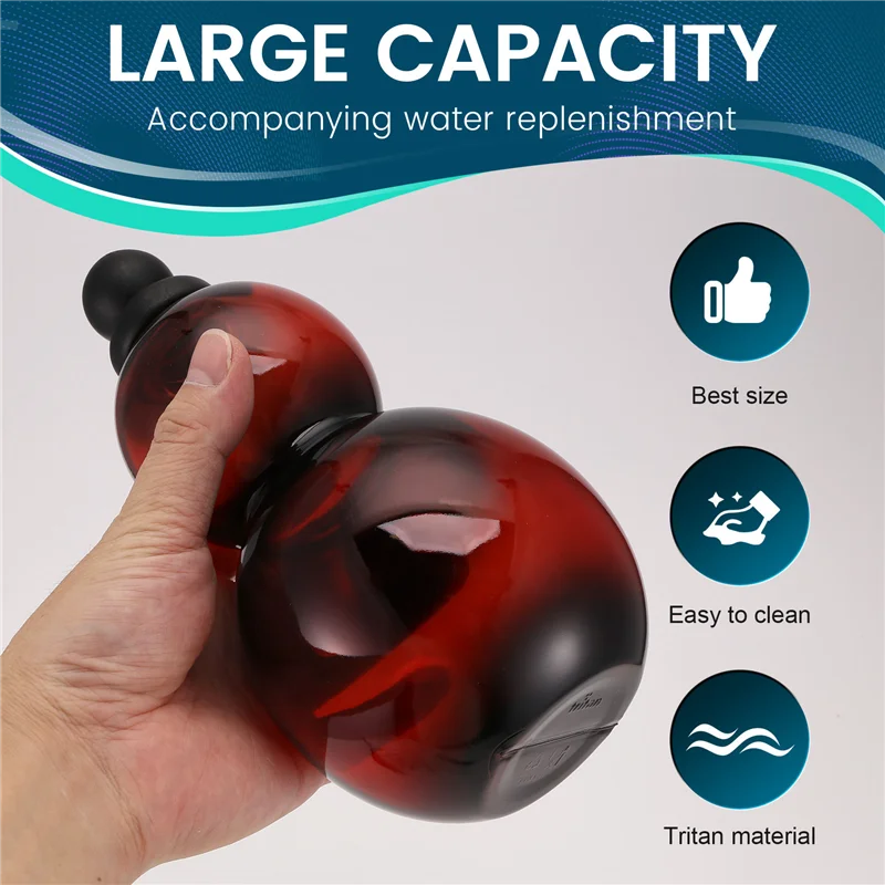 زجاجة مياه القرع (800 مل/27 أونصة) زجاجة القرع سعة كبيرة زجاجة مياه رياضية زجاجة القرع الصينية المستوحاة من الرجعية