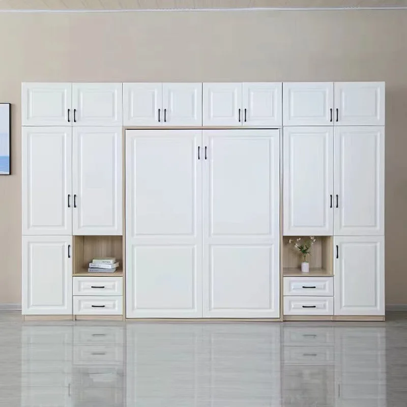 

Modern simple invisible bed wardrobe bookcase integrated small apartment wall bed bottom folding bed