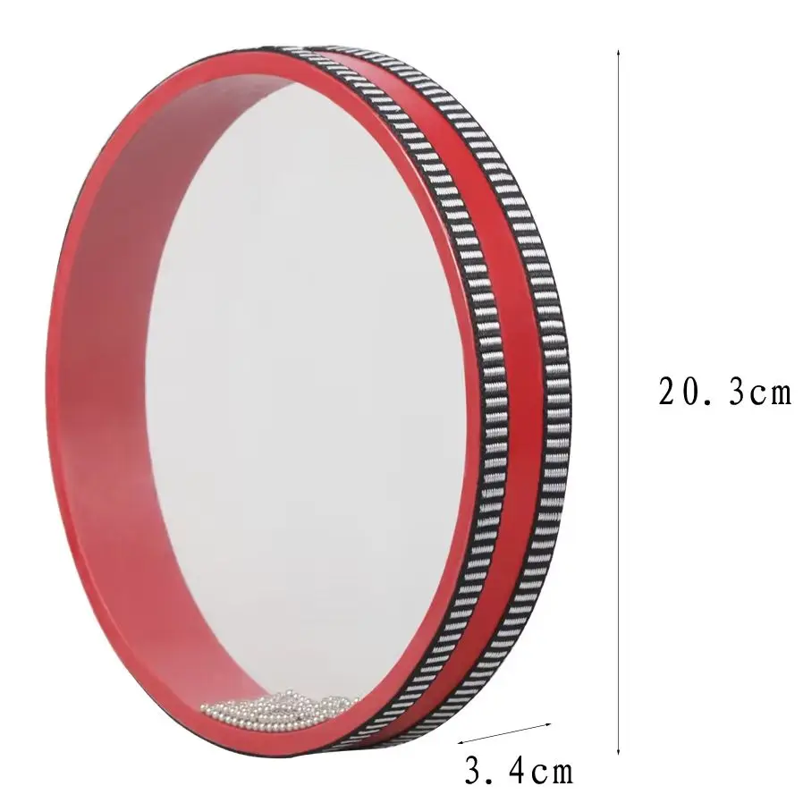 Orff Drum Gelombang Laut Merah 8-Inci dari Butiran Pasir Besi, Mainan Edukasi Anak, Tamborin Suara Laut, Perkusi untuk Pesta