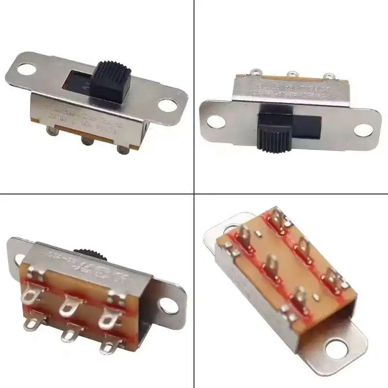 Gran oferta, terminales de palanca de 6 pines, interruptor deslizante de Metal ON-ON de ángulo recto para secador de pelo