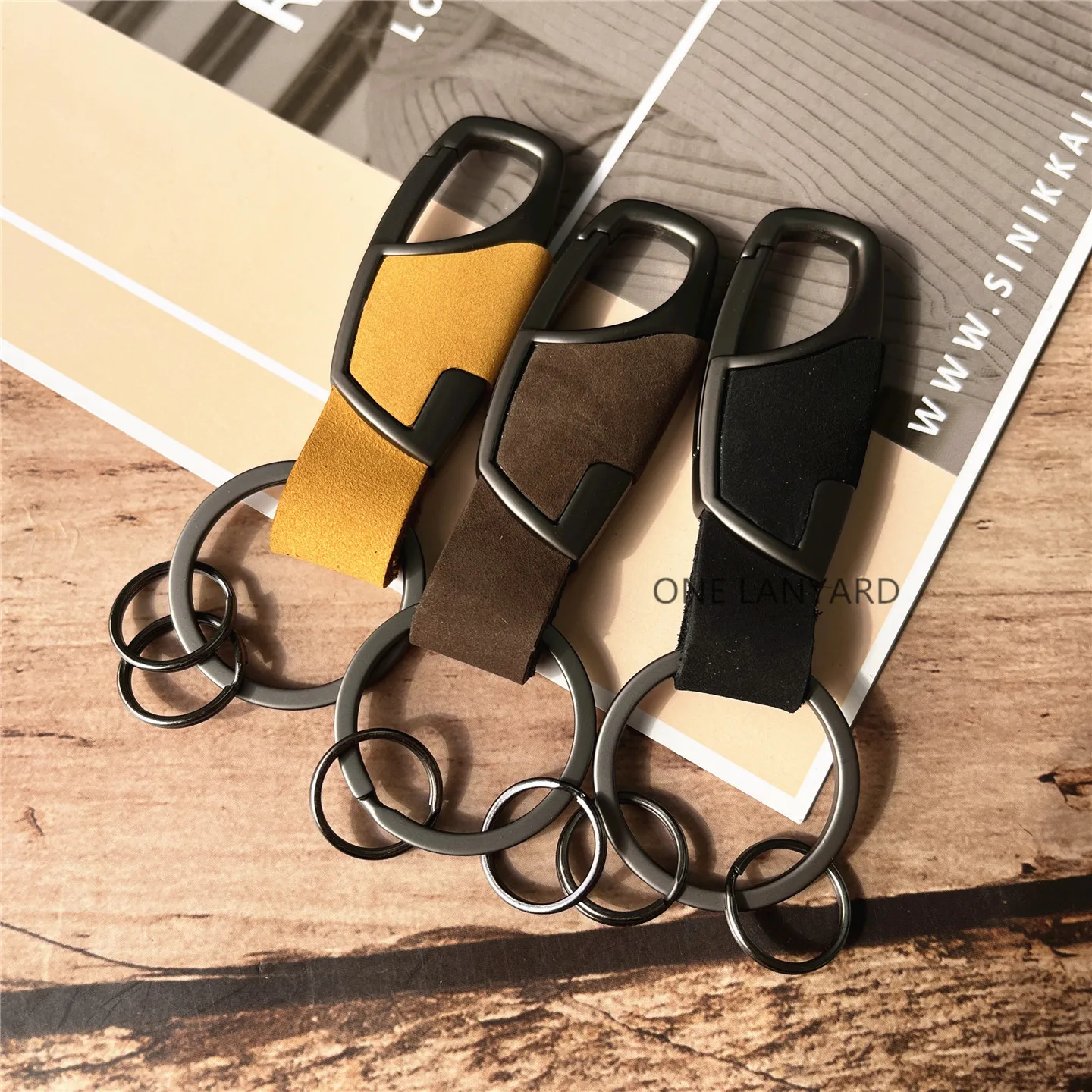 

Keys Holder Heavy Metal Key Rings Organizer Genuine Leather Keychain Holder Anti-lost Hangers Keys Luxury Office Accessories