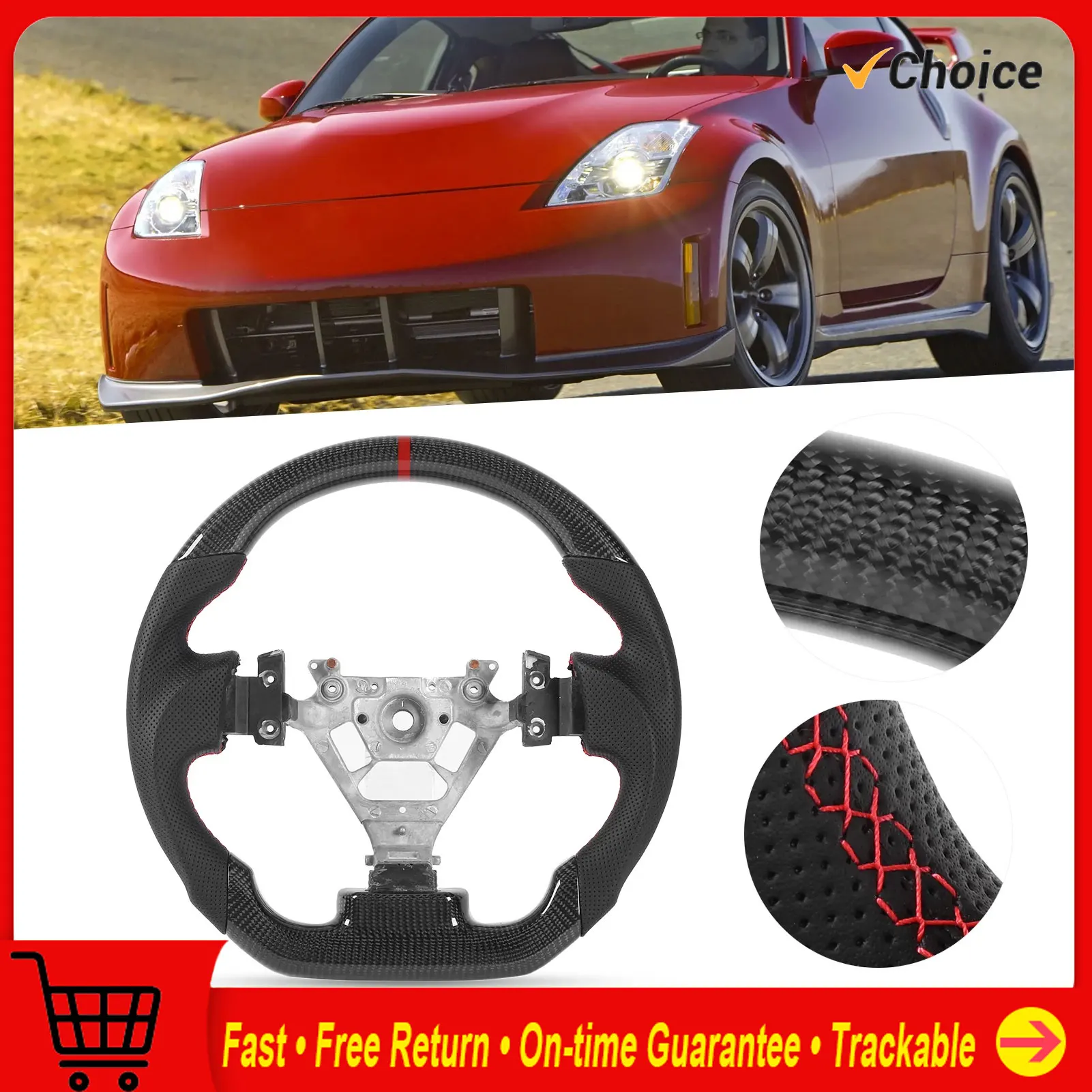 

Nappa Steering Wheel Custom Carbon Fiber Steering Wheel Nappa Perforated Leather Fit for Nissan 350z 2003-2008 Steering Wheel