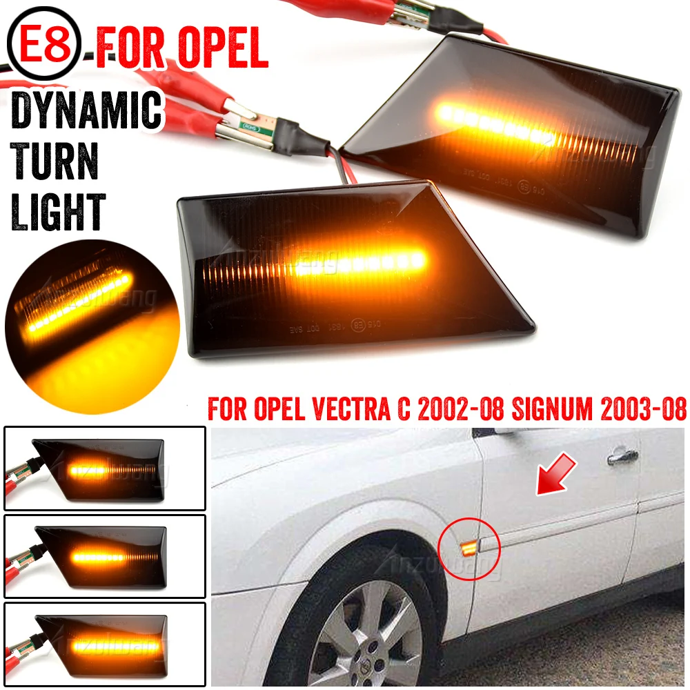 1 Pair LED Car Light For Opel Signum Vectra C 2003-2008 Turn Signal Lamp Dynamic Side Marker Blinker Flowing Lighting