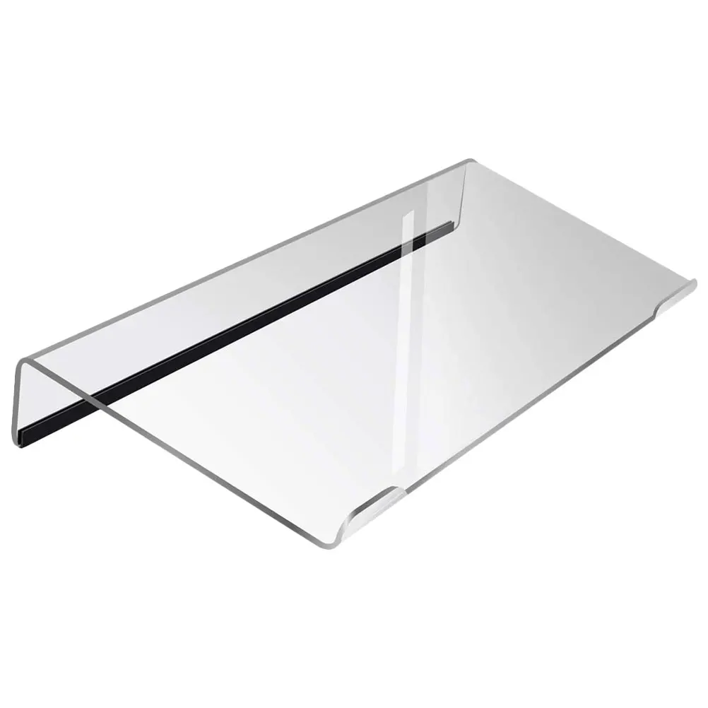 Acrylic Keyboard Stand Transparent Anti-Slip Holder with Black Strip for Desk Workspace Organization Computer Accessory
