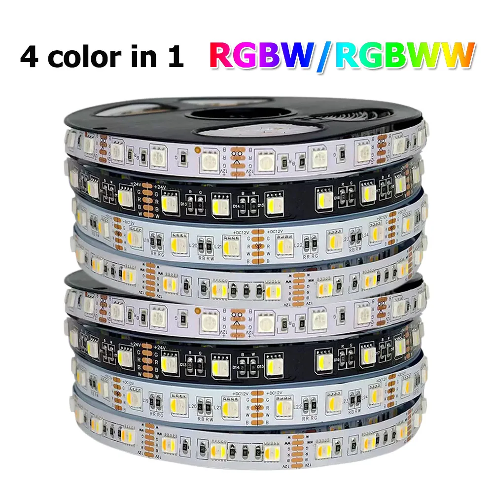 5M 4 color in 1 RGBW/RGBWW LED Strip 5050 12V 24V 60/72/84/96/120leds Flexible Lights Tape IP30 IP65 IP67 Waterproof Lamp Bar