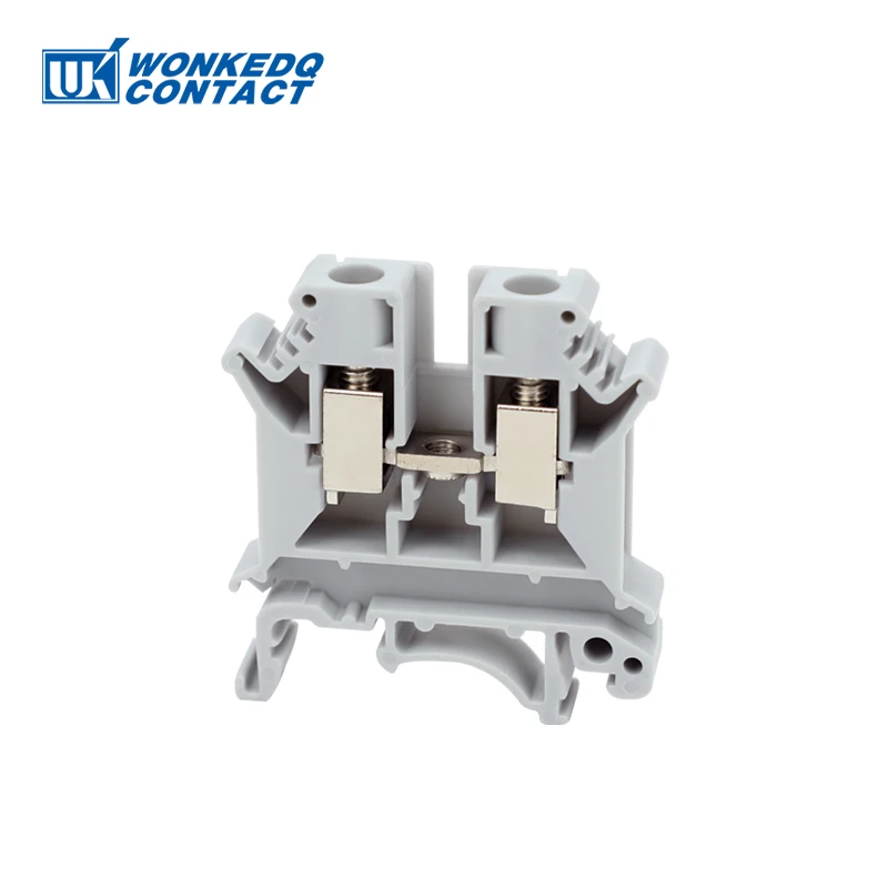 UK6N Screw Din Rail Terminal Block UK 6mm2 Cable Electric Wire Connectors Feed-through Terminals UK6