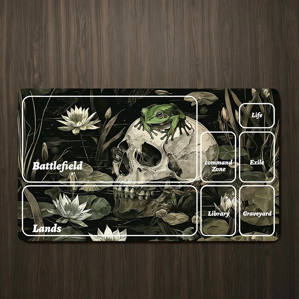 Frog & Skull Pattern Playmat MousePad Durable Office Deskpad Card Game Mat For Parties Home&Office Compute PC Gaming  Desk Mat
