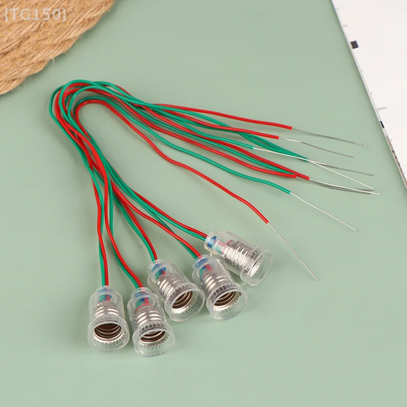 【Ja】5-Piece E10 Screw Base Lamp Holder with Wire - Small Socket for DIY Circuits, Science Experiments and Model Lighting