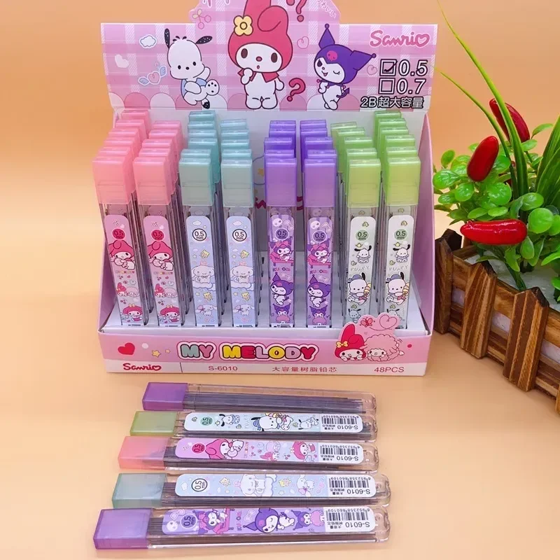 Sanrio Cartoon Mechanical Pencil Replace Lead 48pcs/box Propelling Pencils Refill Kawaii Melody Students Stationery Wholesale