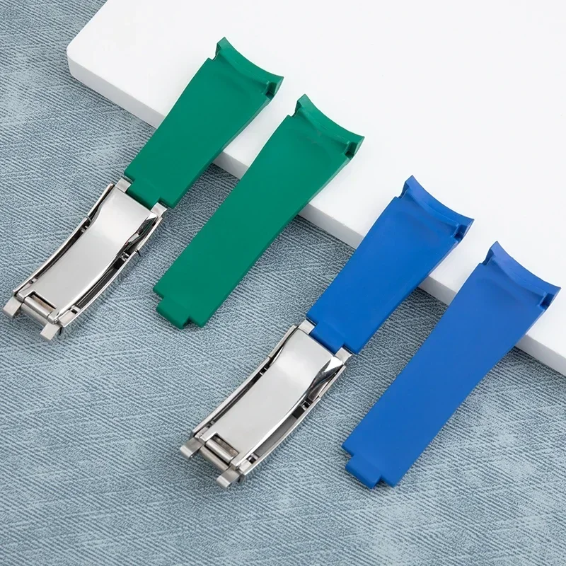 جديد FKM 21 مللي متر فلوروروبر طبيعة المطاط حزام الساعات اكسسوارات ل رولكس حزام 41 مللي متر الغواصة اكسبلورر 216570   مشبك منزلق قابل للطي