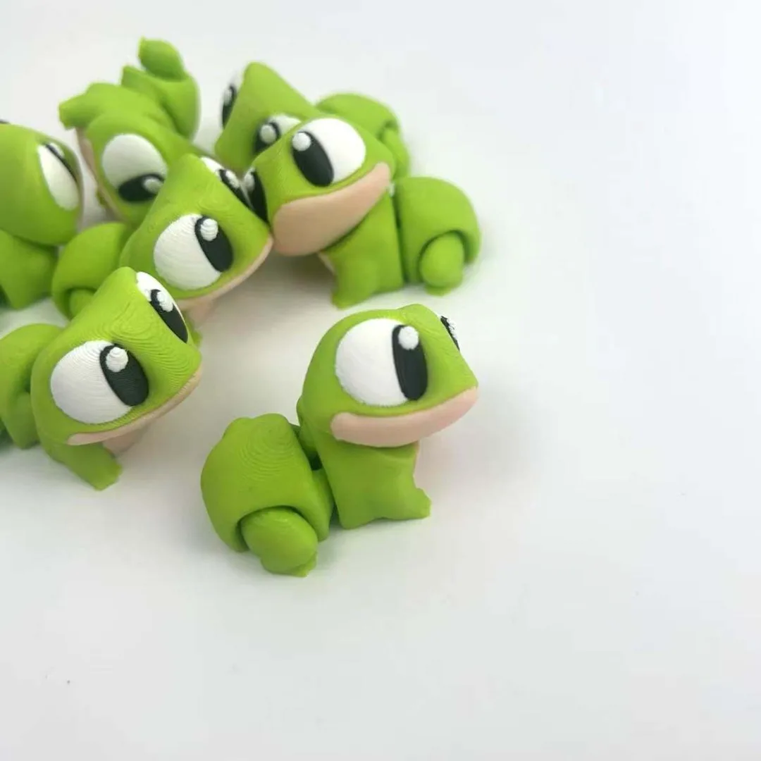 3D Printing Cute Big-eyed Frog Figure Toy Joints Movable Realistic Little Frog Animal Desktop Ornaments Toys for Children Gifts
