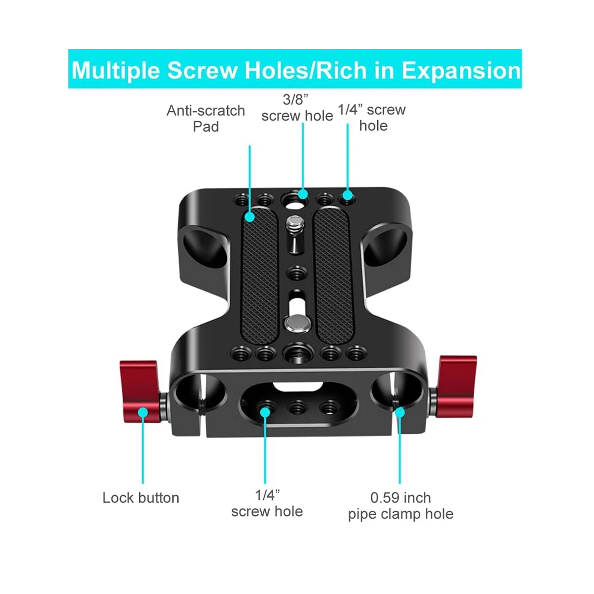 Camera Base Plate with Dual 15mm Rod Rail Clamp Suitable for Rabbit Cage and DSLR Rig Camera Accessories