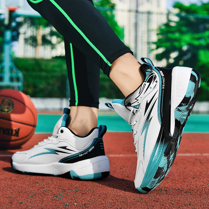 Men's Basketball Shoes Breathable Cushioning Non-Slip Wearable Runing Shoes Gym Training Athletic Basketball Sneakers for Women